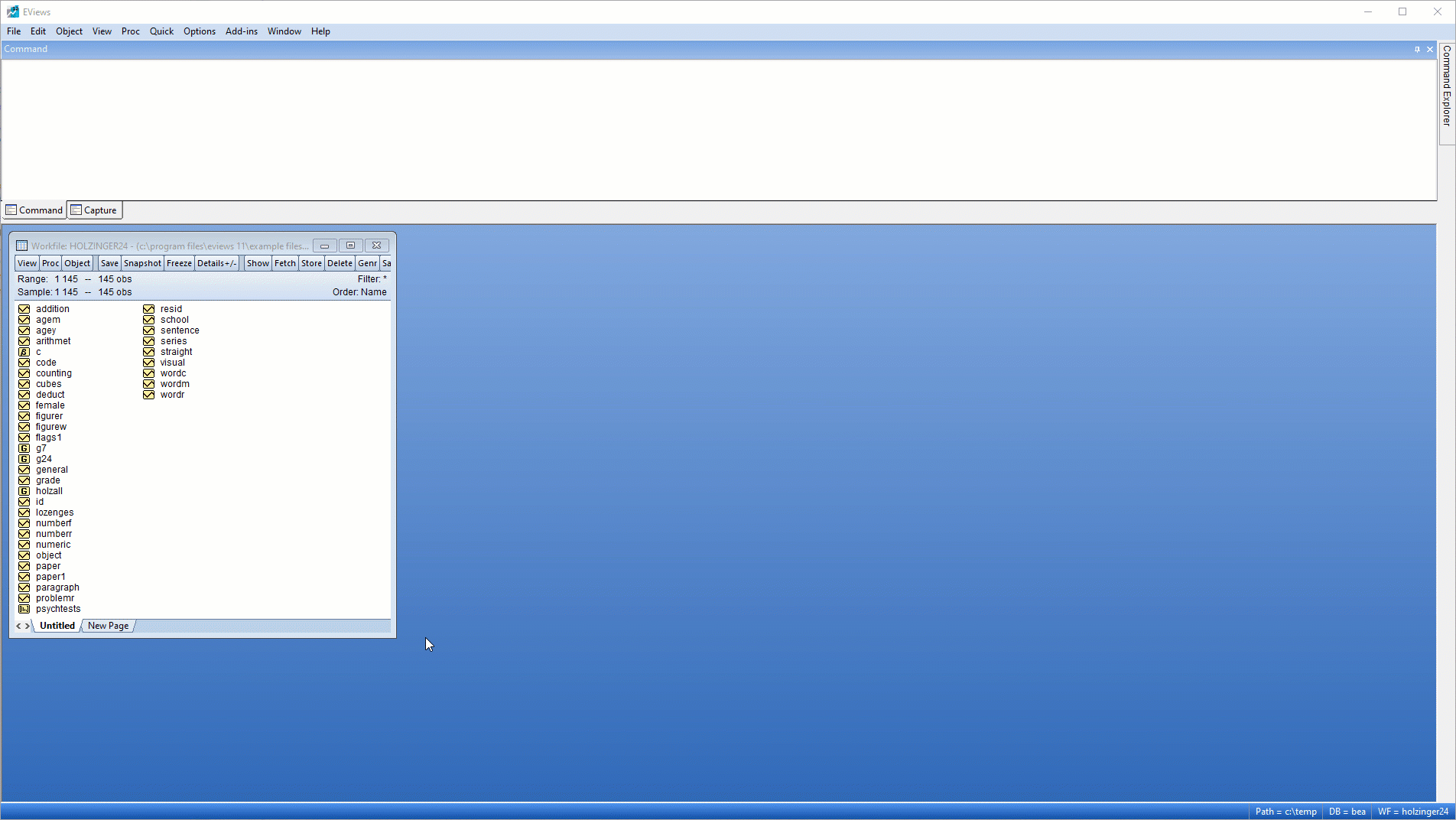 EViews 12 demonstration of Factor Selection Methods