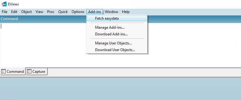 EViews Add-In file menu